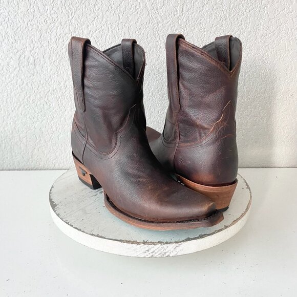 Lane EMMA JANE Womens Cowboy Bootie 9 Cognac Brown Western Cowgirl Short Boots - Picture 1 of 11